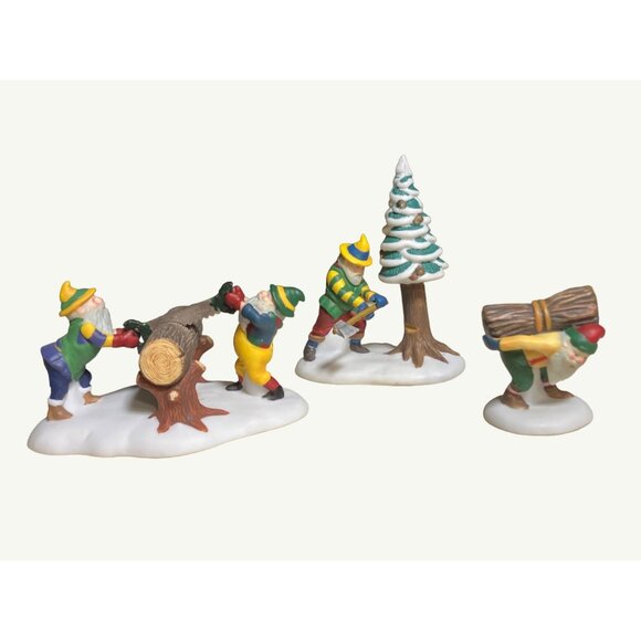 Heritage Village Collection Woodsmen Elves Set Of 3 Porcelain Accessories - Picture 4 of 10